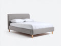 Cama doble de plataforma 220×184×112 cm - abedul claro y gris ceniza - base cerrada de perfil bajo
