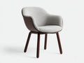 Silla de comedor compacta 48×53×81 cm - gris piedra y nogal oscuro - asiento acolchado