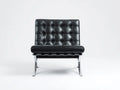 Sillón reclinable de piel sintética negra 78×76×77 cm - inclinación fija - base cromada