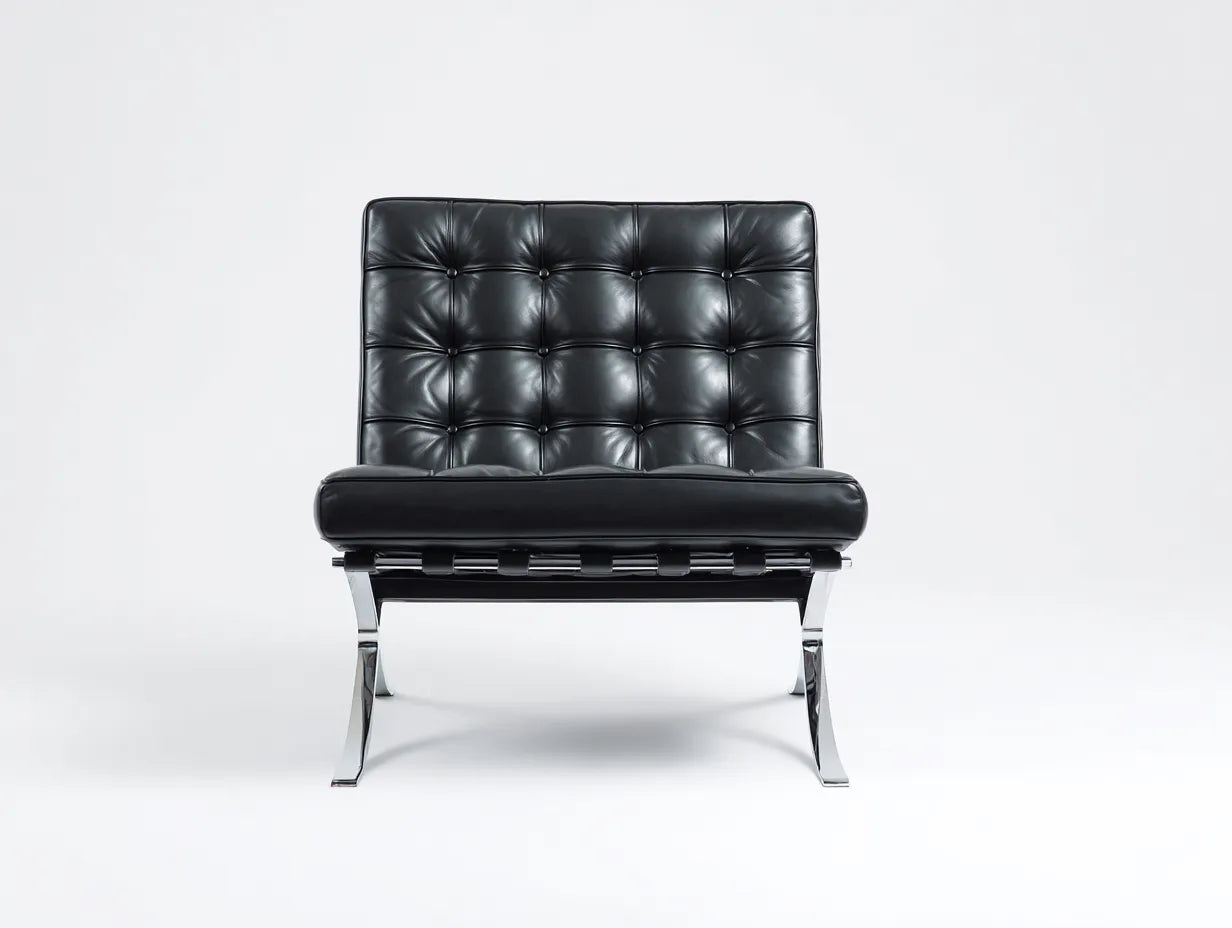 Sillón reclinable de piel sintética negra 78×76×77 cm - inclinación fija - base cromada
