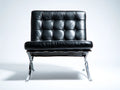 Sillón reclinable compacto 74×72×76 cm - negro y cromado - asiento capitoné