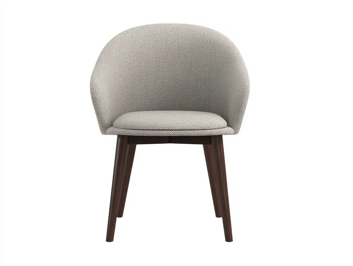 Silla de comedor tapizada 49×57×82 cm - gris claro - patas de madera oscura