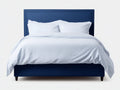 Cama doble tapizada en terciopelo 215×169×118 cm - azul medianoche - cabecero capitoné profundo