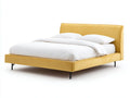 Cama doble tapizada 220×180×108 cm - amarillo miel - cabecero rectangular y base baja