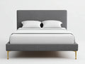 Cama doble tapizada 208×166×110 cm - gris grafito y dorado - cabecero liso con base elevada