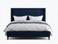 Cama doble tapizada en tejido 216×170×121 cm - azul tinta - cabecero alto continuo