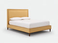 Cama doble tapizada 220×182×112 cm - amarillo dorado - cabecero envolvente de perfil curvo