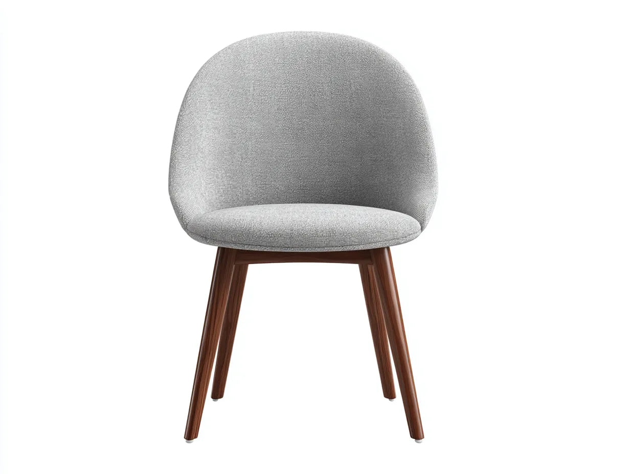 Silla de comedor tapizada 57x58x81 cm - greige - carcasa redonda y patas marrón oscuro