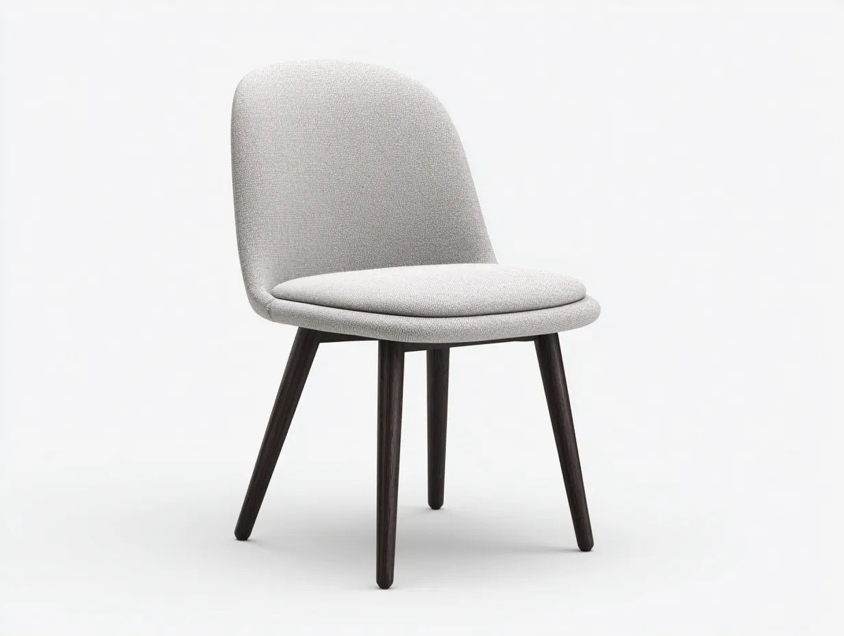 Silla de comedor tapizada 49×55×84 cm - gris perla y nogal oscuro - respaldo alto