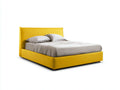 Cama doble tapizada 222×184×108 cm - amarillo intenso - base baja con cabecero acolchado flexible