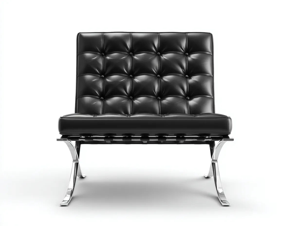 Sillón reclinable tapizado 78×75×77 cm - negro y cromado - capitoné de postura fija