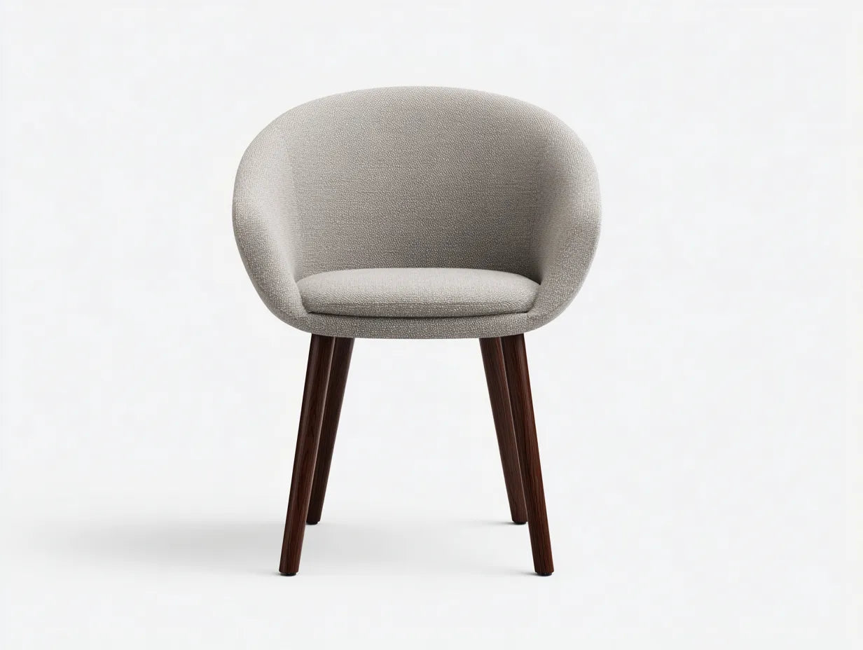 Silla de comedor 58x60x80 cm - beige claro - asiento ovalado y base efecto madera