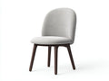 Silla de comedor tapizada 50×56×82 cm - gris claro y nogal oscuro - respaldo curvo