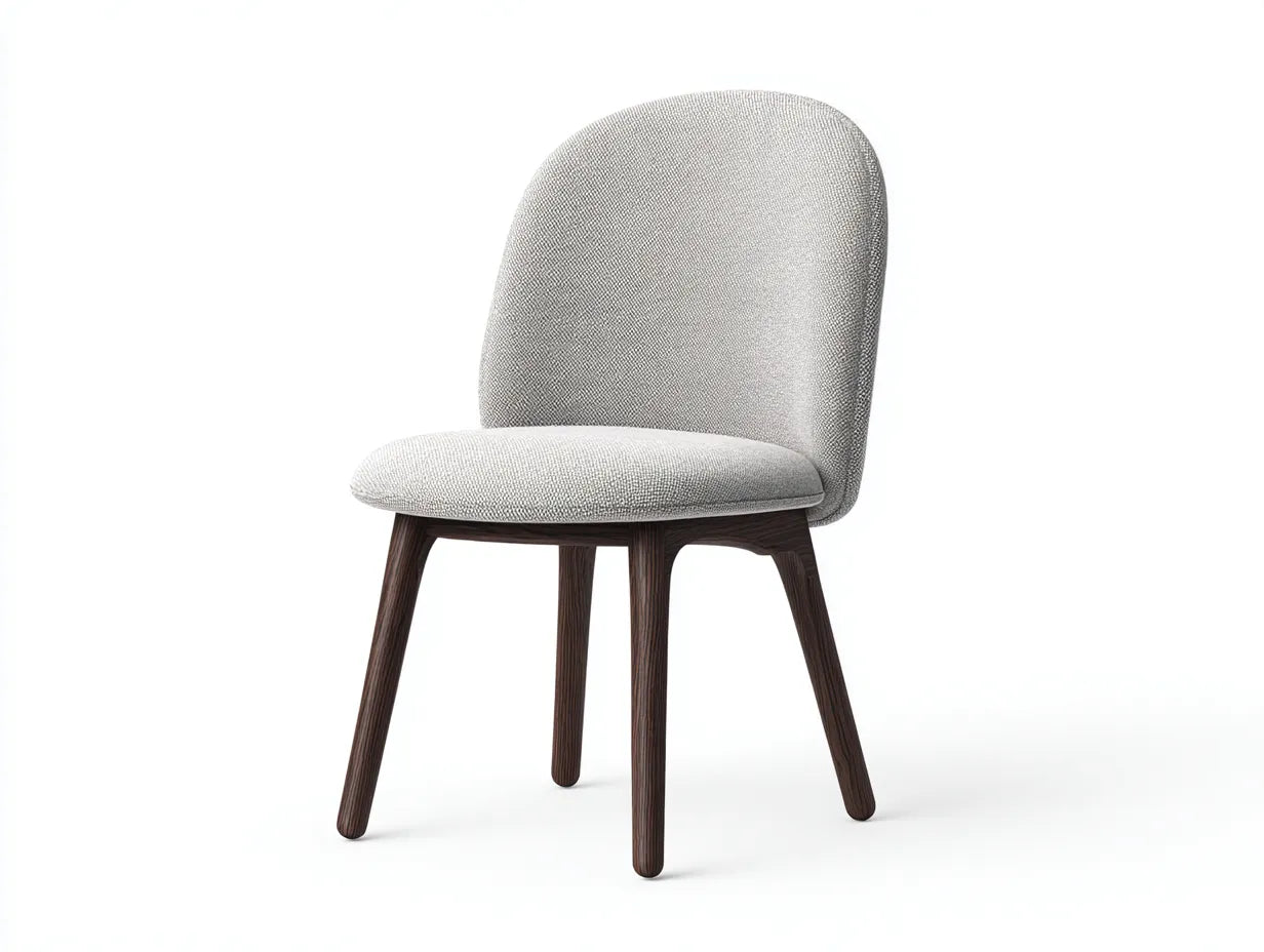Silla de comedor tapizada 50×56×82 cm - gris claro y nogal oscuro - respaldo curvo