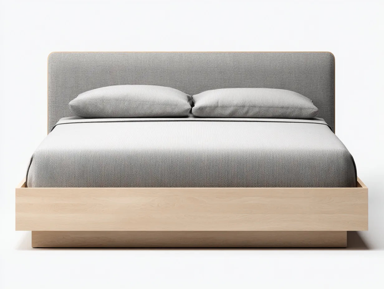 Cama doble tapizada 212 x 172 x 110 cm - gris antracita y dorado - patas metálicas estilizadas