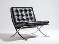 Sillón reclinable 76x77x77 cm - efecto cuero negro - capitoné y base cruzada cromada