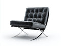 Sillón reclinable de piel sintética negra 80×77×79 cm - asiento profundo - acero pulido