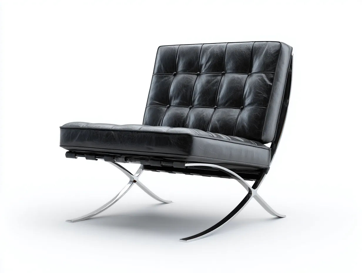 Sillón reclinable de piel sintética negra 80×77×79 cm - asiento profundo - acero pulido