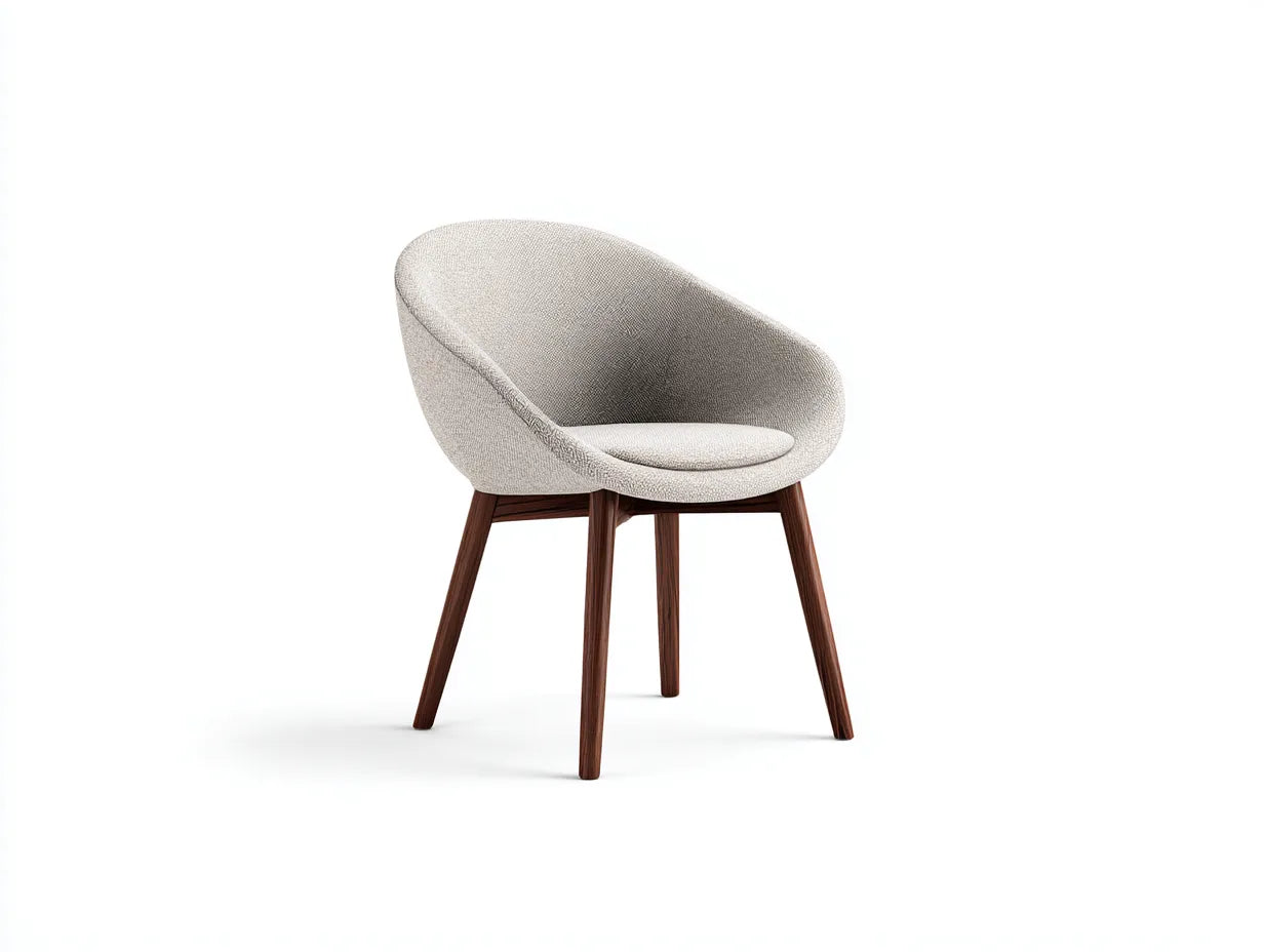 Silla de comedor tapizada 56x57x82 cm - gris claro - respaldo envolvente y patas nogal